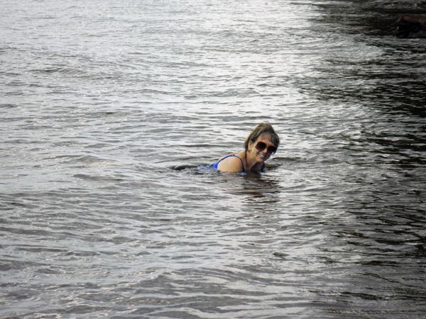 Karen Duquette swimming in Lake Superior